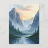 Misty Mountain Range Natuur Waterverf schilderij Briefkaart (Voorkant)