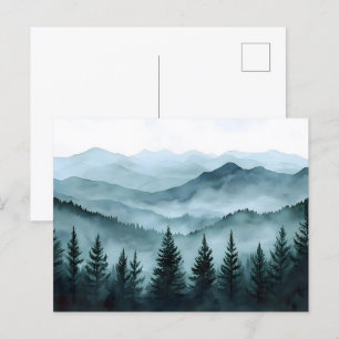 Misty Mountain Range Waterverf Briefkaart
