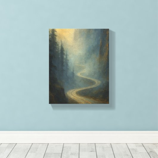 Misty Mountain Road Journey - Natuur Canvas Afdruk (Insitu (Houten vloer))