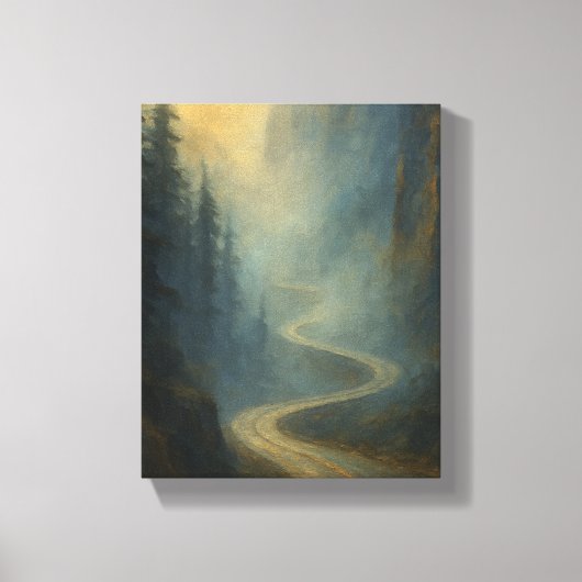 Misty Mountain Road Journey - Natuur Canvas Afdruk (Voorkant)