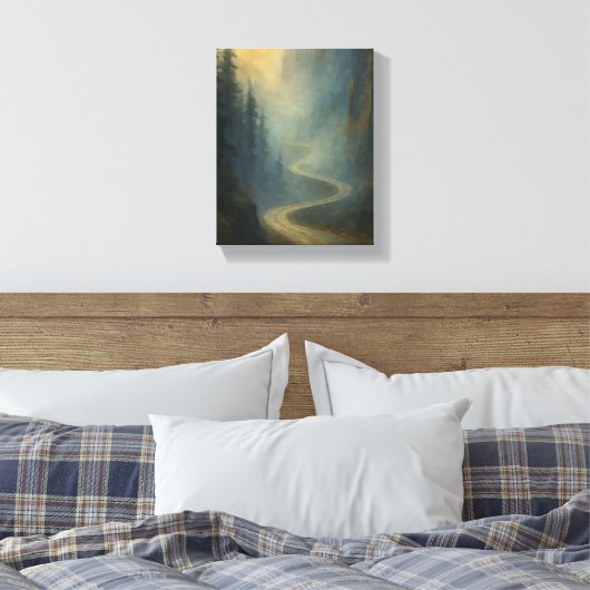 Misty Mountain Road Journey - Natuur Canvas Afdruk (Insitu (Slaapkamer))