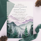 Misty Mountain Romance Waterverf bruiloft Vellum Uitnodigingen