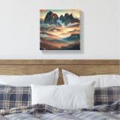 Misty Mountain Stretched Canvas Print Wall Art (Insitu (Slaapkamer))