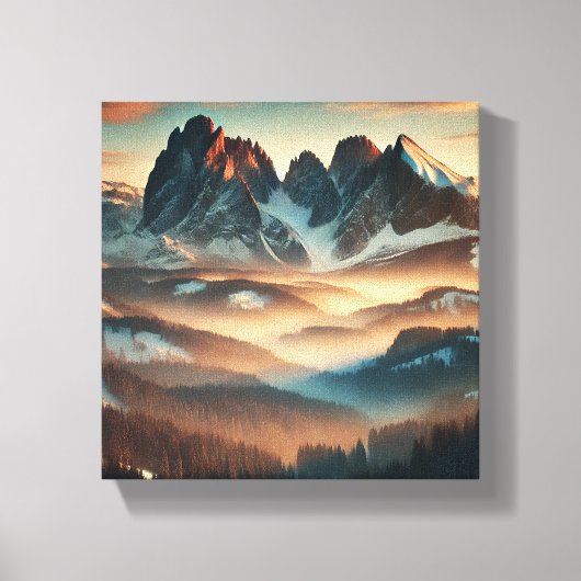 Misty Mountain Stretched Canvas Print Wall Art (Voorkant)