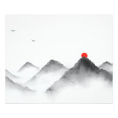 Misty Mountain Sunrise Art - Zen Landscape Print Foto Afdruk (Voorkant)
