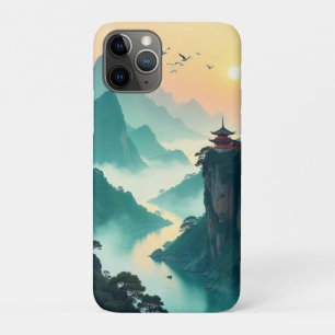 Misty Mountain Temple Landscape - Serene Aziatisch Case-Mate iPhone Case