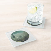 Misty Mountain Valley: een rustige wildernisontsna Glazen Onderzetter (Schuin)