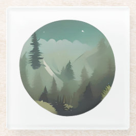 Misty Mountain Valley: een rustige wildernisontsna Glazen Onderzetter