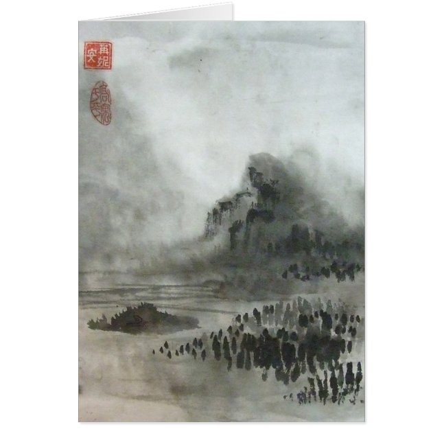 Misty Mountain Valley Landscape Blank Card II (Voorkant)