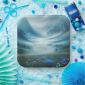 Misty Mountain Valley met wilde bloemen Papieren Bordje (Feest)