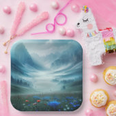 Misty Mountain Valley met wilde bloemen Papieren Bordje (Feest)