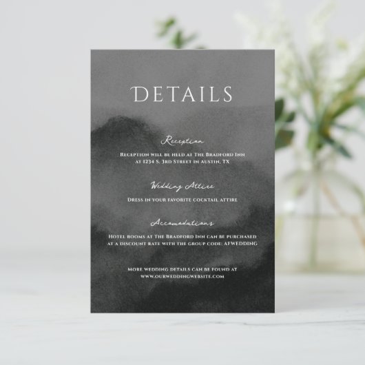 Misty Mountain Waterverf bruiloft Informatiekaartje (Staand voorkant)