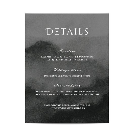 Misty Mountain Waterverf bruiloft Informatiekaartje