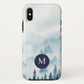 Misty Mountain Waterverf Monogram iPhone Case (Achterkant)