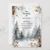 Misty Mountain Waterverf Winter Forest Wedding Kaart (Voorkant)