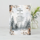 Misty Mountain Waterverf Winter Forest Wedding Kaart (Staand voorkant)
