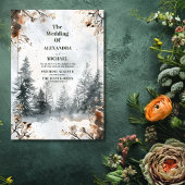 Misty Mountain Waterverf Winter Forest Wedding Kaart