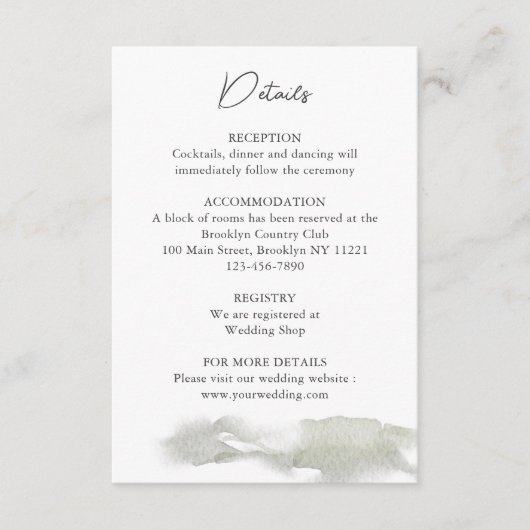 Misty Mountain Wedding Details  Informatiekaartje (Voorkant)