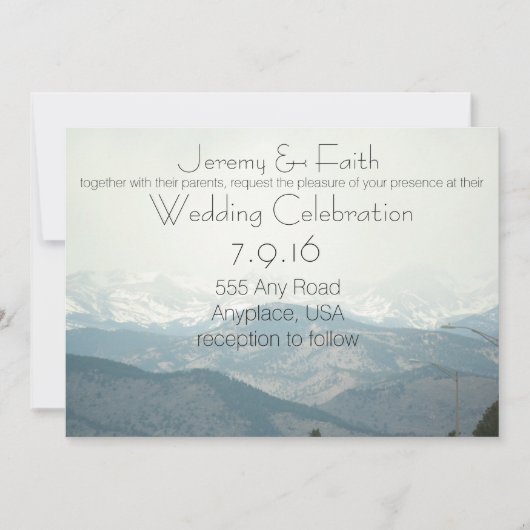 Misty Mountain Wedding Invitation Kaart (Voorkant)