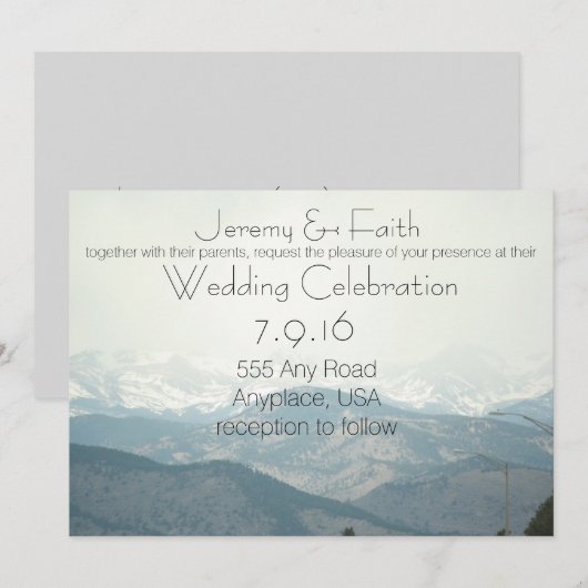 Misty Mountain Wedding Invitation Kaart (Voorkant / Achterkant)