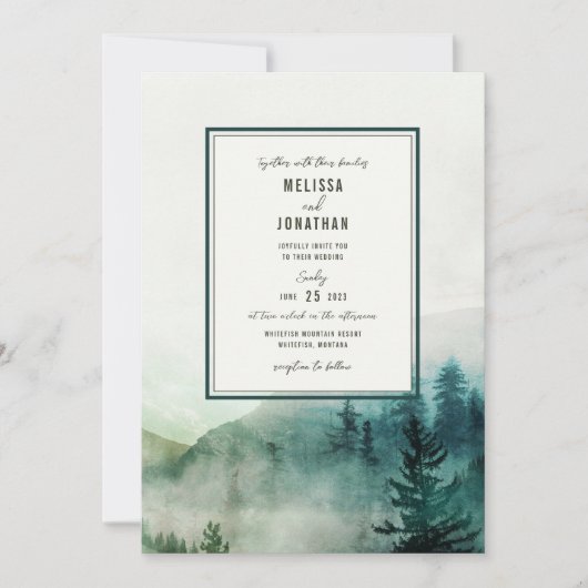 Misty Mountain Wedding Invitation Kaart (Voorkant)