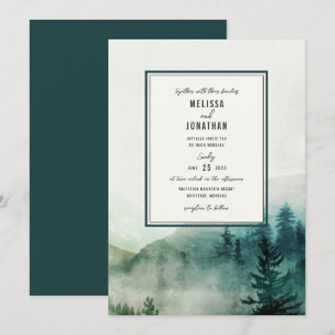 Misty Mountain Wedding Invitation Kaart