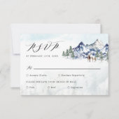 Misty Mountain Winter Forest Wedding RSVP Kaart (Voorkant)