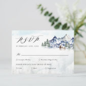 Misty Mountain Winter Forest Wedding RSVP Kaart (Staand voorkant)