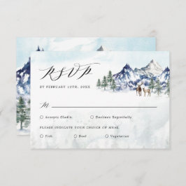 Misty Mountain Winter Forest Wedding RSVP Kaart