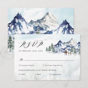 Misty Mountain Winter Forest Wedding RSVP Kaart