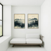 Misty Mountain – Zen Ink Wash – Wall Art Set