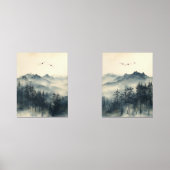 Misty Mountain – Zen Ink Wash – Wall Art Set (Voorkant)