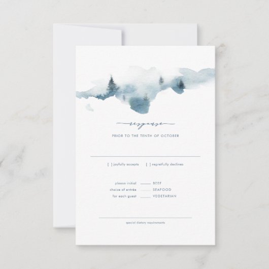 Misty Mountains Huwelijksreactie+MAALTijd Respons Kaart (Voorkant)