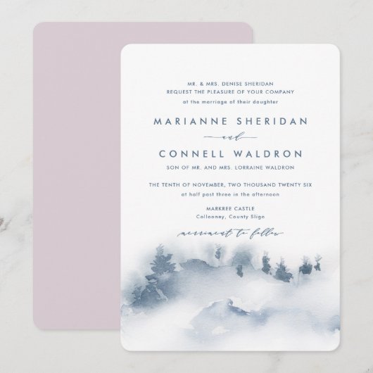 Misty Mountains I Formal Wedding Invitation Kaart (Voorkant / Achterkant)