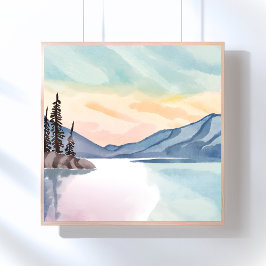 Misty Mountains | Lake Tahoe Watercolor Poster