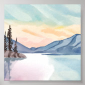 Misty Mountains | Lake Tahoe Watercolor Poster (Voorkant)