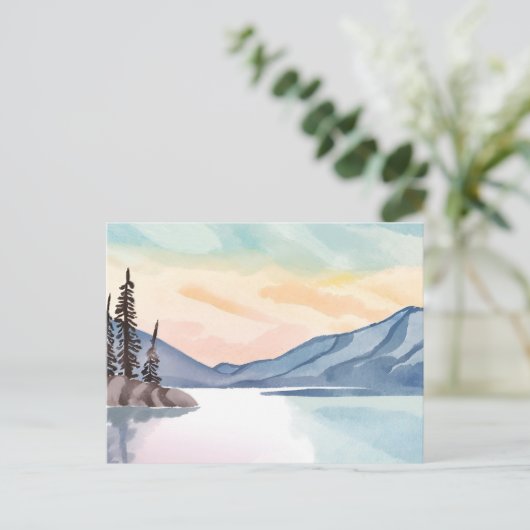 Misty Mountains | Lake Tahoe Waterverf Briefkaart (Staand voorkant)