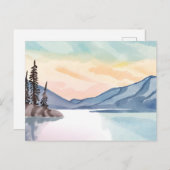 Misty Mountains | Lake Tahoe Waterverf Briefkaart (Voorkant / Achterkant)