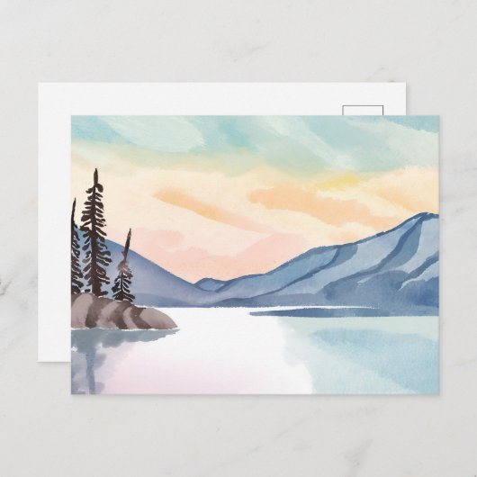 Misty Mountains | Lake Tahoe Waterverf Briefkaart (Voorkant / Achterkant)