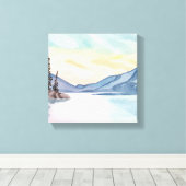 Misty Mountains | Lake Tahoe Waterverf Canvas Afdruk (Insitu (Houten vloer))