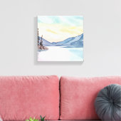Misty Mountains | Lake Tahoe Waterverf Canvas Afdruk (Insitu (Woonkamer))