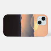 Misty Mountains op Sunset iPhone 15 Case (Achterkant horizontaal)
