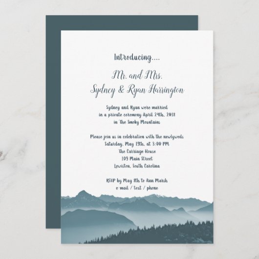 Misty Mountains Reception only Invitation Kaart (Voorkant / Achterkant)