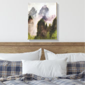 MISTY MOUNTAINS, WATERVERF CANVAS AFDRUK (Insitu (Slaapkamer))