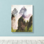 MISTY MOUNTAINS, WATERVERF CANVAS AFDRUK (Insitu (Houten vloer))