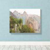MISTY MOUNTAINS WATERVERF CANVAS PRINT (Insitu (Houten vloer))