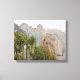 MISTY MOUNTAINS WATERVERF CANVAS PRINT