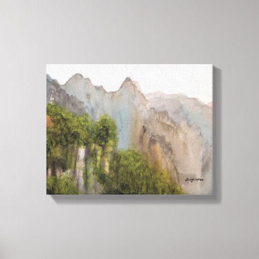 MISTY MOUNTAINS WATERVERF CANVAS PRINT (Voorkant)
