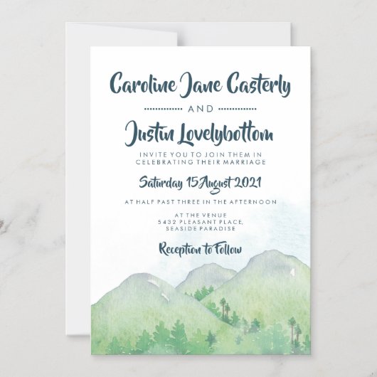 Misty Mountains Wedding Magnetische Uitnodiging (Voorkant)