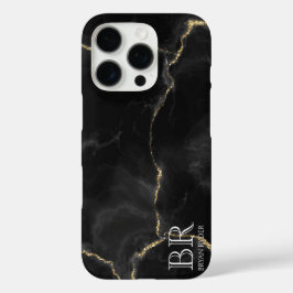 Misty Night Gold Glitter Marmer  iPhone 16 Pro Hoesje